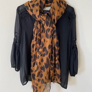 Leopard Print Brown Sheer Scarf